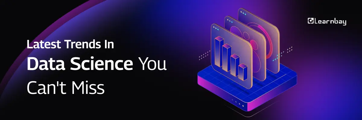 A blog banner showing 3D data charts with the title 'Latest Trends in Data Science You Can't Miss.'