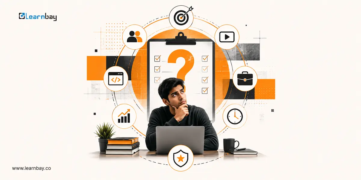 A learner searching on 7-Question Scorecard to choose the best AI course in India