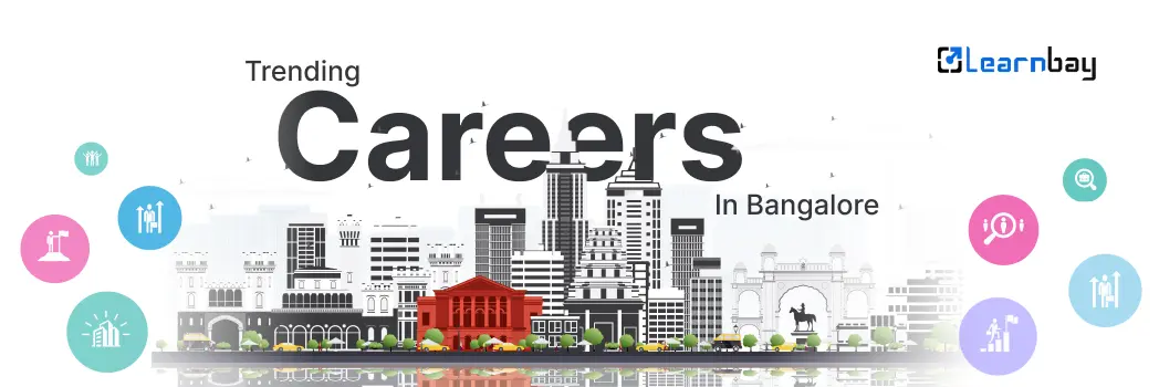 A sketch of Bangalore's skyline with banner text highlighting trending careers in Bangalore